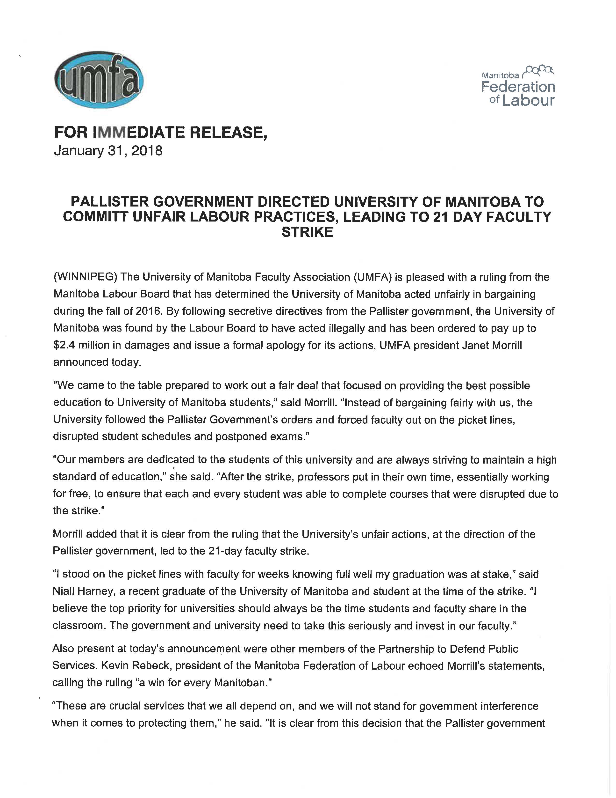 ULP Press Release Page 1