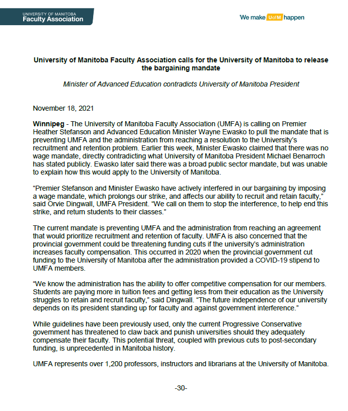 UMFA calls for UM to release bargaining mandate