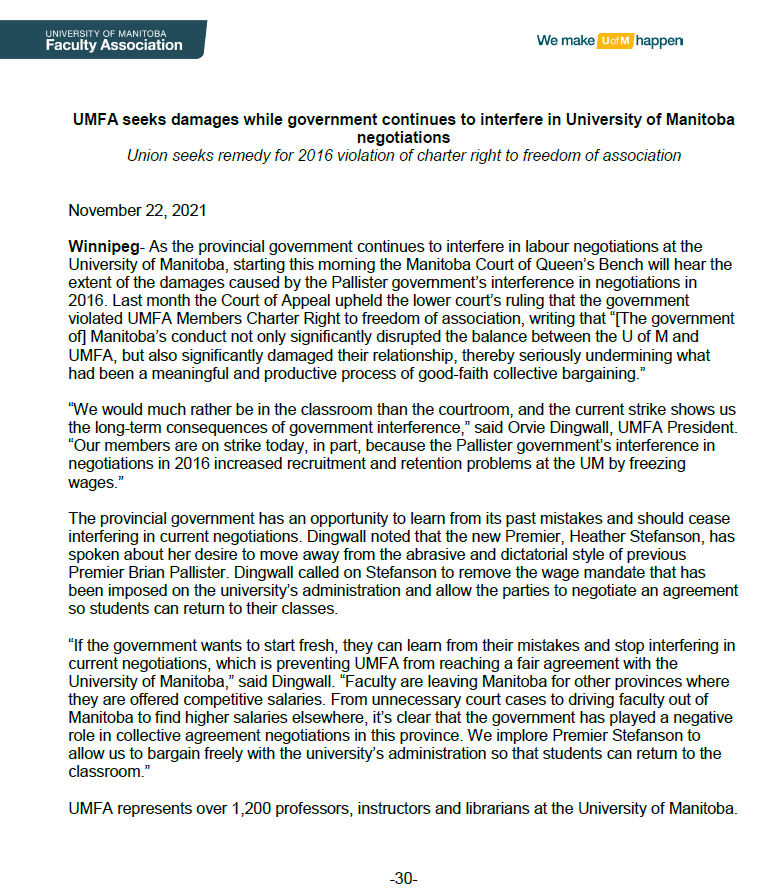 UMFA seeks damages Nov22